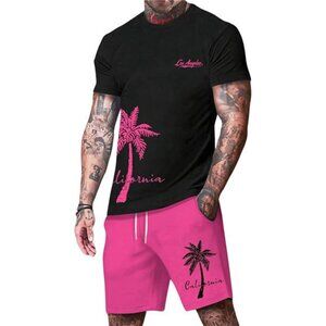 NEW Men's 2 Pieces Outfit Summer Short Sleeve Set